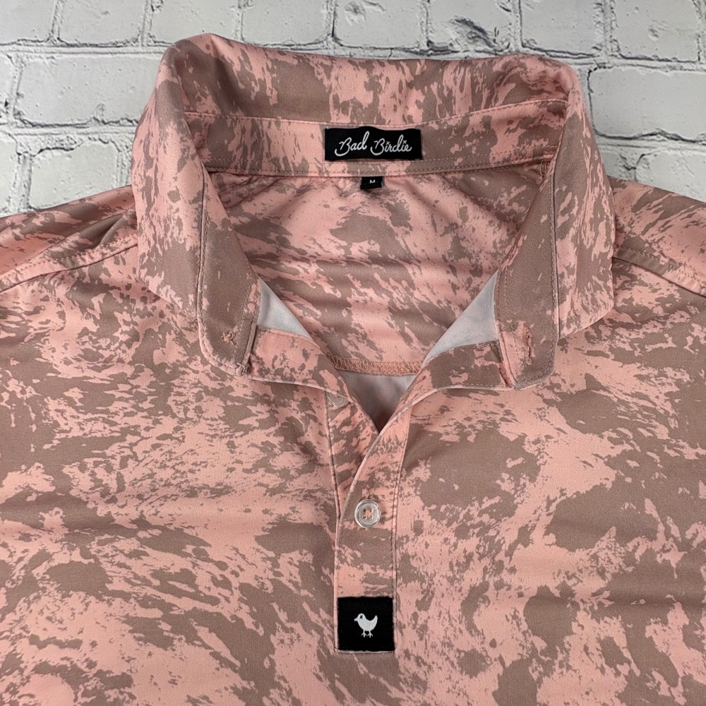 Bad Birdie Golf Polo Mens Size M Pink Excellent Short Sleeve Athleisure Gorpcore